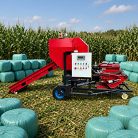 Enrouleuse de balles rondes à moteur diesel mini 15-22 CV, faible bruit, pour ensilage agricole, automatique, haute efficacité, usage intensif