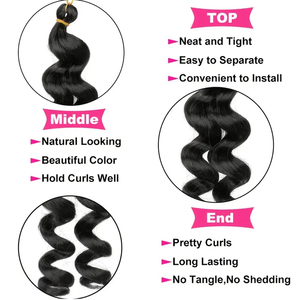 12 inch xoăn bện tóc bouncy pháp Curl Crochet Bím Tóc cho phụ nữ da đen Pre kéo dài lỏng lượn sóng phần mở rộng - Product Image 3