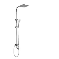 Ensemble de douche mural carré en acier inoxydable 304 brossé, à eau froide, avec pommeau de douche effet pluie, noyau de valve en céramique douce et finition chromée
