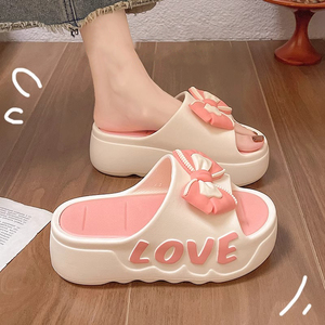Sandales à talons hauts pour femmes, tendance mode été, plage en plein air, plateforme épaisse, semelle souple en EVA, imprimé nœud, antidérapantes, hauteur - Product Image 2