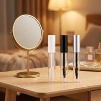 Tube de mascara vide de luxe en plastique cylindrique 10 ml, flacon cosmétique pour mascara, eye-liner noir, sérum de croissance des cils avec brosse, sérigraphié