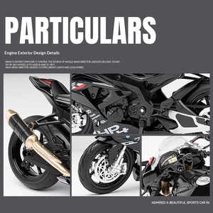 โมเดลรถมอเตอร์ไซค์ BMW HP4 ไดแคสต์ ขนาด 1:12 พร้อมเสียงและไฟ ล้อหน้าบังคับเลี้ยวได้ วัสดุโลหะผสม - Product Image 3
