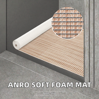 Factorydirect ANRO Home Bath Mat Soft Foam Mat Bath and Shower Rug Non-Slip Runner Plain Striped Faux Beige 100x65cm