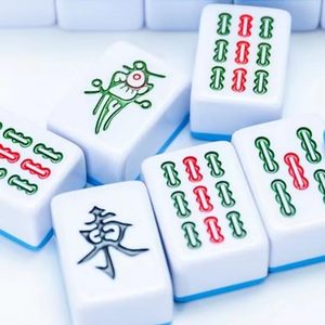 LUOPENG Mahjong <b>Tile</b> Set Classic Style Portable <b>Plastic</b> <b>Tiles</b> for 4 Players White with Colorful Patterns - Product Image 3