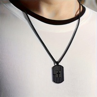 Vente en gros tendance verset biblique accessoire d'inspiration collier pendentif croix noire en acier inoxydable durable pour hommes pour hommes fidèles