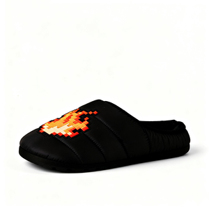 Custom LOGO Embroidered Plus Size Slip on Winter Sandal Plush <strong>Slipper</strong> Cyber Pixel Art 8-bit Fire Puffer Home <strong>Slipper</strong> for <strong>Men</strong> - Product Image 5