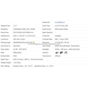G133HAN02.0 AUO Módulo de cristal líquido LCD Pantalla de 13,3 pulgadas 1920*1080 eDP pantalla LCD - Product Image 2