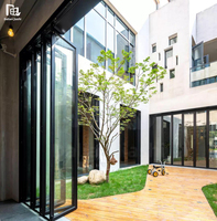 Porte coulissante pliable à cadre ultra-fin en alliage d'aluminium, à isolation thermique, pour usage extérieur, hôtel, cuisine