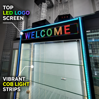 Vitrine LED en verre trempé 8 mm à cadre en aluminium épaissi, bande lumineuse arc-en-ciel, 5 étagères réglables – Meilleures ventes