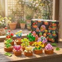 Set de Bloques de Construcción de Suculentas 9 en 1, Colección Botánica Artificial DIY, Ladrillos de Flores en Maceta, Juguete Decorativo para el Hogar, Venta al por Mayor