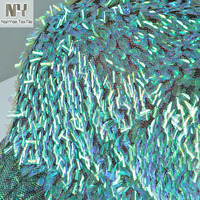 Tissu à paillettes Nanyee Textile en forme de clou, 18 mm, 100 % polyester, couleur vert olive irisé, pour vêtements de mariage