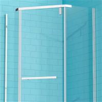 Oumeiga 18-1/2 inci. X 24 inci. X 18-1/2 inci. X 70 inci. Pintu Pancuran berbingkai neo-sudut dalam kaca perak dan Bening