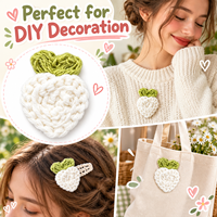 Applique fraise au crochet blanche, patch tricoté fait main pour pinces à cheveux, vêtements, sacs, artisanat DIY, couture, décoration, accessoire mignon de 1,6 pouce