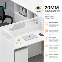 Poste de travail en T/F pour 2 à 6 personnes, bureau d'angle pour comptabilité et informatique, table de bureau blanche