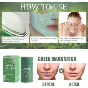 Masque facial solide au thé vert <span class=keywords><strong>MEIDIAN</strong></span>, soin de la peau, contrôle du sébum, nettoyage en profondeur, masque solide à l'aubergine, masque solide vert - Product Image 3