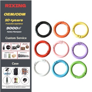 Colorful Metal O Ring Keychain Spring Clasps Round Locking <strong>Carabiner</strong> Snap <strong>Clips</strong> For Bags Keys DIY Crafts - Product Image 1