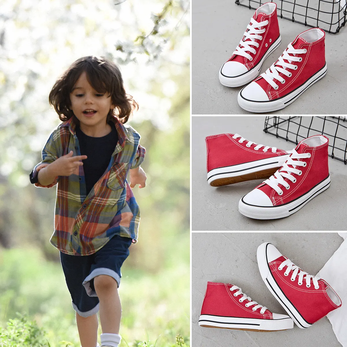 A buon mercato primavera estate moda bambini scarpe da ginnastica di tela bianca scarpe Casual di tela alte ragazza per bambini bambino