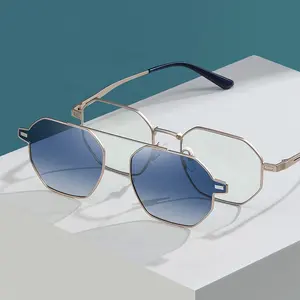 Lunettes de soleil magnétiques polarisées de haute qualité pour hommes Ensemble de lunettes anti-lumière bleue élégantes Lunettes de soleil à clip sur aimant