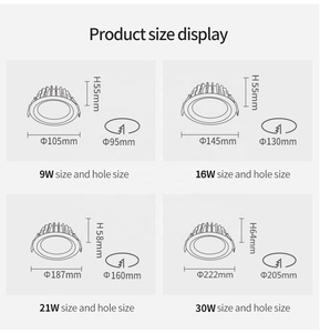 Ultra mince 9w 16w 21w 31w commercial encastré plafond LED vers le bas lumière COB <span class=keywords><strong>Spot</strong></span> Downlight - Product Image 4