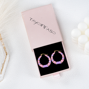 304 316 Spot Goods Trendy <b>Pink</b> Purple Resin Hoop Earrings Gold Plated Women's Party Jewelry Fashion Statement Ear Rings - Product Image 6