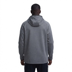 Sweat à capuche zippé gris uni pour homme, en molleton bouclette à séchage rapide, coupe classique, idéal pour la course et le jogging - Product Image 5