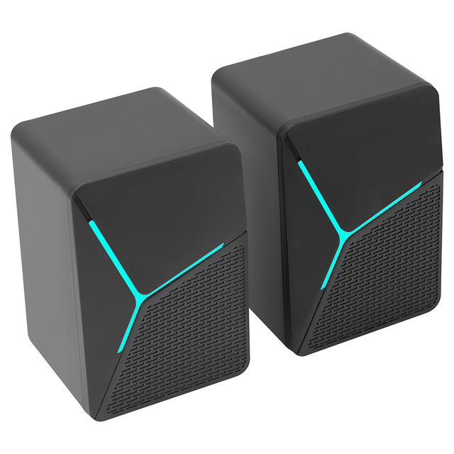 OEM 2.0 USB Mini Desktop Speakers with RGB LED Light for PC Gaming-Plug & Play HiFi Sound IPX4 Waterproof Wired Speaker