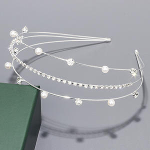 Diademas de Doble Capa, Accesorios para el Cabello de Boda, Diademas de Perlas y Diamantes de Imitación, Tocados de Novia - Product Image 2