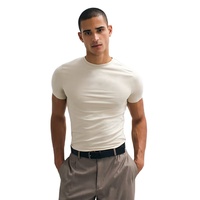 T-shirts slim fit imprimés de haute qualité en gros, 220 GSM, pour hommes, 95% coton, 5% élasthanne
