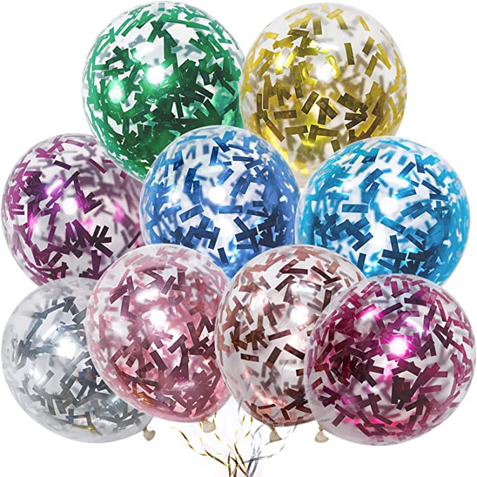 High Transparent  Glitter long Confetti Balloons 12 In Colorful Sequin Glittering  Baloons for Confetti Wedding Birthday