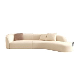 Divano a Tre Posti in Tessuto di Lana d'Agnello Color Crema, Moderno e Minimalista, Curvo, per Reception, Salotti e Hall di Hotel - Product Image 5