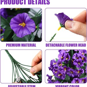 Vigne artificielle de fleurs de glycine en soie plastique Gian, décor suspendu violet pour la maison et les mariages - Product Image 3