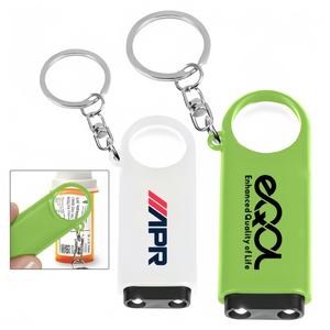 المكبر المطبوع حسب الطلب وسلسلة مفاتيح بإضاءة ليد 2 أضواء بيضاء لامعة إضافية. مرفق حلقة الانقسام - Product Image 2