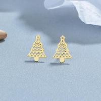 Boucles d'oreilles tendance en argent S925 plaqué or, motif sapin de Noël, pour femmes et jeunes filles, accessoires de fête Joyeux Noël, bijoux fantaisie