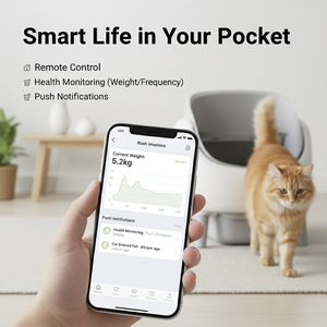 Bac à litière pour chat autonettoyant de grande taille 76L, faible bruit, commande par application Wifi, toilette automatique électrique intelligente pour chat - Product Image 2