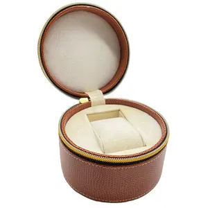 Compact Design Travel Portable Business Watch Storage Box Luxury Leather Watch Gift Box With Zipper