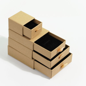 Cajón deslizante personalizable, caja de regalo de cartón con asa Kraft, alfombrilla de esponja, exhibición para joyería para presentar joyería fina y relojes - Product Image 5