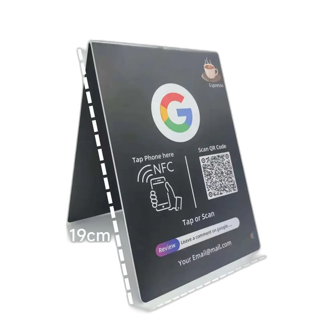 SUNLAN QR Code Display Table Menu Stand with NFC Google Review Waterproof 216 13.56Mhz RFID NFC Stand