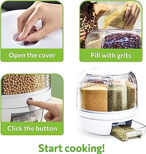 Round Dry Food 360 6-In-1 Rotating Plastic Grain Storage <b>Container</b> Cereal Dispenser for Home Kitchen - Product Image 3