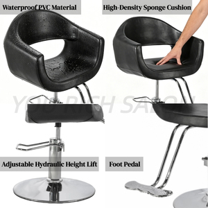Sillón de Barbería Hidráulico Moderno Reclinable, Silla de Salón con Altura Ajustable, Silla de Peluquería de Cuero PU para Barbería - Product Image 4