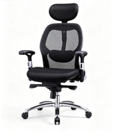 Chaise de bureau ergonomique à dossier haut en maille avec appui-tête réglable, support lombaire, accoudoirs 3D et base pivotante, mobilier commercial