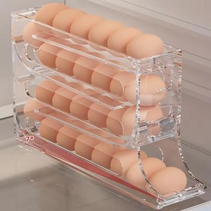 Dispensador de huevos rodantes de <span class=keywords><strong>4</strong></span> niveles, dispensador automático de rodillos de huevos que ahorra espacio, estante de exhibición, organizador para almacenamiento de refrigerador de cocina - Product Image 6