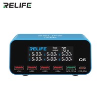 Chargeur USB 6 ports RELIFE Q6 70W, station de charge rapide USB-C PD 65W, charge rapide QC3.0 pour iPhone, téléphone Android, réparation