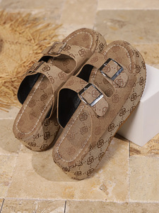 Pantofole da <span class=keywords><strong>donna</strong></span> Jishi con suola spessa marrone Plus Size alla moda con suola in gomma e pantofole superiori in poliestere - Product Image 2