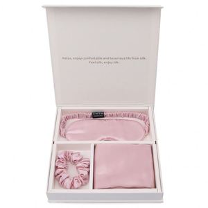 100% Mulberry Silk <b>Gift</b> Set Customized Butterfly Embroidery Eye Mask Hair Tie Pillowcase Travel <b>Gift</b> Box-for Weddings - Product Image 1
