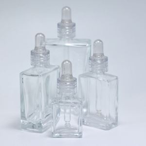 Flat Square Rectangle Luxury 15ml 30ml 50ml 100ml Glass Dropper Bottles Crystal Clear Collar Screen Printed Cosmetic Serum - Product Image 2
