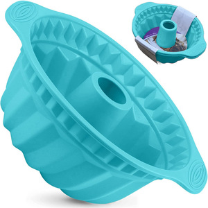 Molde de silicona para pastel, molde redondo antiadherente para hornear, para hacer pasteles, color azul lago, 1 pieza - Product Image 5