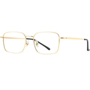 Lunettes anti-lumière bleue rectangulaires à monture en fil d'or pour hommes, monture en titane 89166, lunettes optiques haut de gamme - Product Image 2