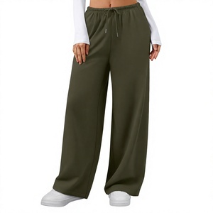 Pantalon de survêtement ample pour femme, couleur unie, avec cordon de serrage, respirant, décontracté, coupe ample, longueur intégrale - Product Image 5