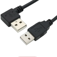 Câble de charge rapide double USB 2.0 mâle 0,2 m, blindage tressé, gaine en PVC, câble de synchronisation de données pour ordinateurs, chargeurs, appareils électroniques