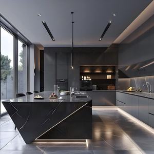 Lusso moderno e intelligente <span class=keywords><strong>cucina</strong></span> modulare L Design di mobili in legno impiallacciatura porta pannello economico in legno parete armadio da <span class=keywords><strong>cucina</strong></span> con isola - Product Image 1